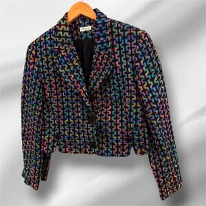 Anna May Silk Blazer Jacket Multicolor‎ Tweed Size 4
